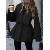 imageCHARTOU Women Wool Pea Coat Jacket Fall Winter Lapel Flared Long Sleeve Pleated Outwear Trench OvercoatBlack