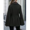imageCHARTOU Women Wool Pea Coat Jacket Fall Winter Lapel Flared Long Sleeve Pleated Outwear Trench OvercoatBlack