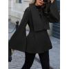 imageCHARTOU Women Wool Pea Coat Jacket Fall Winter Lapel Flared Long Sleeve Pleated Outwear Trench OvercoatBlack