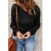 imageCHARTOU Womens Causal Round Neck Waffle Knit Raglan Sleeve Lace Patchwork Pullover TShirtBlack