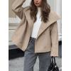 imageCHARTOU Womens Fall Thicken Tweed Jacket Double Breasted Lapel Collar Overcoat Wool Cropped Coffee PeacoatKhaki