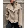 imageCHARTOU Womens Fall Thicken Tweed Jacket Double Breasted Lapel Collar Overcoat Wool Cropped Coffee PeacoatKhaki