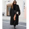 imageCHARTOU Womens Long Faux Fur Coat Open Front Cardigan V Neck Oversized Fuzzy Sherpa Fleece Jacket Warm Teddy Coats OvercoatBlack