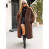 imageCHARTOU Womens Long Faux Fur Coat Open Front Cardigan V Neck Oversized Fuzzy Sherpa Fleece Jacket Warm Teddy Coats OvercoatCoffee