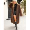 imageCHARTOU Womens Long Faux Fur Coat Open Front Cardigan V Neck Oversized Fuzzy Sherpa Fleece Jacket Warm Teddy Coats OvercoatCoffee