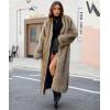 imageCHARTOU Womens Long Faux Fur Coat Open Front Cardigan V Neck Oversized Fuzzy Sherpa Fleece Jacket Warm Teddy Coats OvercoatYellow