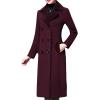 imageCHARTOU Womens Slim Fur Collar Double Breasted Long Wool Blend Coat Pea CoatBurgundy