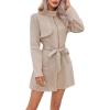 imageCHARTOU Womens Stand Collar Dress Coat Winter Zip Up Belted Cinched A Line Light Wool Trench PeacoatApricot