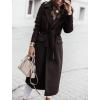 imageCHARTOU Womens Wool Blend Wrap Coat Classic Tailored Collar Woolen Overcoat with BeltBlack
