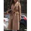 imageCHARTOU Womens Wool Blend Wrap Coat Classic Tailored Collar Woolen Overcoat with BeltKhaki