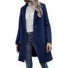 imageCHARTOU Womens Woolen Overcoat Oversized Notched Lapel Single Breasted Wool Blend Trench CoatBlue