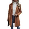 imageCHARTOU Womens Woolen Overcoat Oversized Notched Lapel Single Breasted Wool Blend Trench CoatBrown