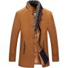 imageCHARTOU Mens Casual Single Breasted Quilted Wool Blend Pea Coat Overcoat with Detachable ScarfCamel