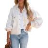imageCHARTOU Women Casual Ripped Waffle Knit Shacket Jacket Cropped Button Down Shirt Shacket with PocketsApricot