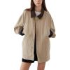 imageCHARTOU Women Fall Color Contrast Shirt Jacket Oversized Lapel Long Sleeve Zipper Snap Button Cargo ShacketKhaki