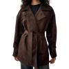 imageCHARTOU Women Faux Suede Leather Jacket Coat Oversized Button Down Long Sleeve Outwear Coat with BeltBrown