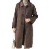 imageCHARTOU Women Long Pea Coat Winter Wool Trench Jacket Vintage Horn Buckle Overcoat with PocketsDark Brown
