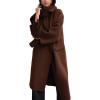 imageCHARTOU Women Long Wool Pea Coat Fall Winter Lapel Double Breasted Midi Trench Overcoat with ScarfCoffee