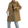 imageCHARTOU Women Midi Long Trench Coat Single Breast Oversized Casual Work Jacket Lightweight OvercoatKhaki