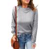 imageCHARTOU Womens Causal Round Neck Waffle Knit Raglan Sleeve Lace Patchwork Pullover TShirtGrey