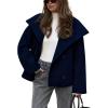 imageCHARTOU Womens Fall Thicken Tweed Jacket Double Breasted Lapel Collar Overcoat Wool Cropped Coffee PeacoatNavy