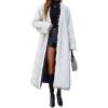 imageCHARTOU Womens Long Faux Fur Coat Open Front Cardigan V Neck Oversized Fuzzy Sherpa Fleece Jacket Warm Teddy Coats OvercoatWhite