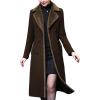 imageCHARTOU Womens Slim Fur Collar Double Breasted Long Wool Blend Coat Pea CoatCoffee