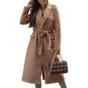 imageCHARTOU Womens Wool Blend Wrap Coat Classic Tailored Collar Woolen Overcoat with BeltKhaki