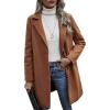 imageCHARTOU Womens Woolen Overcoat Oversized Notched Lapel Single Breasted Wool Blend Trench CoatBrown