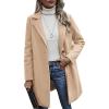 imageCHARTOU Womens Woolen Overcoat Oversized Notched Lapel Single Breasted Wool Blend Trench CoatKhaki