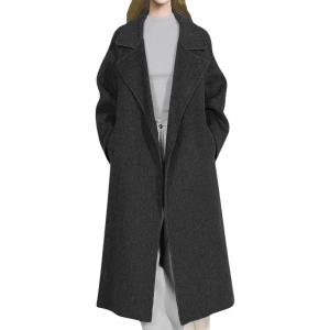 imageCHARTOU Women Long Winter Pea Coats Elegant Wool Blend Fall Jacket Overcoat with BeltBlack