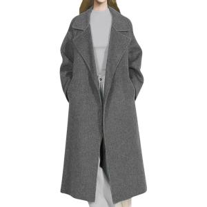 imageCHARTOU Women Long Winter Pea Coats Elegant Wool Blend Fall Jacket Overcoat with BeltGrey