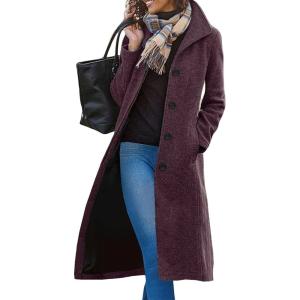 imageCHARTOU Women Long Winter Wool Coats Casual Slim Fit Woolen Trench Pea Coat OvercoatPurple