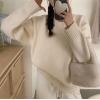 imageCHARTOU Women Sweater Skirt 2 Pieces Outfits Oversized Pullover Sweater and Pleated Mini SkirtApricot