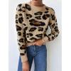 imageCHARTOU Leopard Sweaters for Women Casual Crew Neck Cheetah Pullover Sweater TopsKhaki