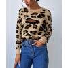 imageCHARTOU Leopard Sweaters for Women Casual Crew Neck Cheetah Pullover Sweater TopsKhaki
