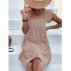 imageCHARTOU Women Babydoll Mini Dress Ruffle Cap Sleeve Flowy Plaid Short Dress with PocketsCoffee