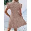 imageCHARTOU Women Babydoll Mini Dress Ruffle Cap Sleeve Flowy Plaid Short Dress with PocketsCoffee