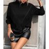 imageCHARTOU Women Boho Tassel Cable Knit Sweater Turtleneck Fringe Western Knitted Sweater Pullover Jumper TopBlack