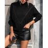 imageCHARTOU Women Boho Tassel Cable Knit Sweater Turtleneck Fringe Western Knitted Sweater Pullover Jumper TopBlack