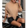 imageCHARTOU Women Boho Tassel Cable Knit Sweater Turtleneck Fringe Western Knitted Sweater Pullover Jumper TopKhaki