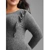 imageCHARTOU Women Fall Dress Long Sleeve Flowy Ruffle Trim Rib Knit Sweater Dress with PocketsGrey