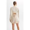 imageCHARTOU Women Fall Long Sleeve v Neck Sweater Dress Lapel Collar Back Cutout Ribbed Knit Mini DressBeige