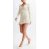 imageCHARTOU Women Fall Long Sleeve v Neck Sweater Dress Lapel Collar Back Cutout Ribbed Knit Mini DressBeige