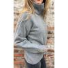 imageCHARTOU Women Fall Polo Collared Sweater Quarter Button Loose Golf Pullover Sweater Jumper TopsGrey
