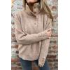 imageCHARTOU Women Fall Polo Collared Sweater Quarter Button Loose Golf Pullover Sweater Jumper TopsKhaki