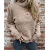 imageCHARTOU Women Fall Polo Collared Sweater Quarter Button Loose Golf Pullover Sweater Jumper TopsKhaki