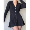 imageCHARTOU Women Long Sleeve Fall Dresses Button Down Cinched Wasited Stretch Knit Sweater DressBlack