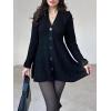 imageCHARTOU Women Long Sleeve Fall Dresses Button Down Cinched Wasited Stretch Knit Sweater DressBlack
