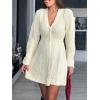 imageCHARTOU Women Long Sleeve Fall Dresses Button Down Cinched Wasited Stretch Knit Sweater DressWhite